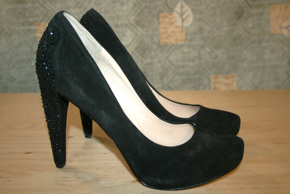 Nine West Black Suede Leather Pumps Platforms 11 M